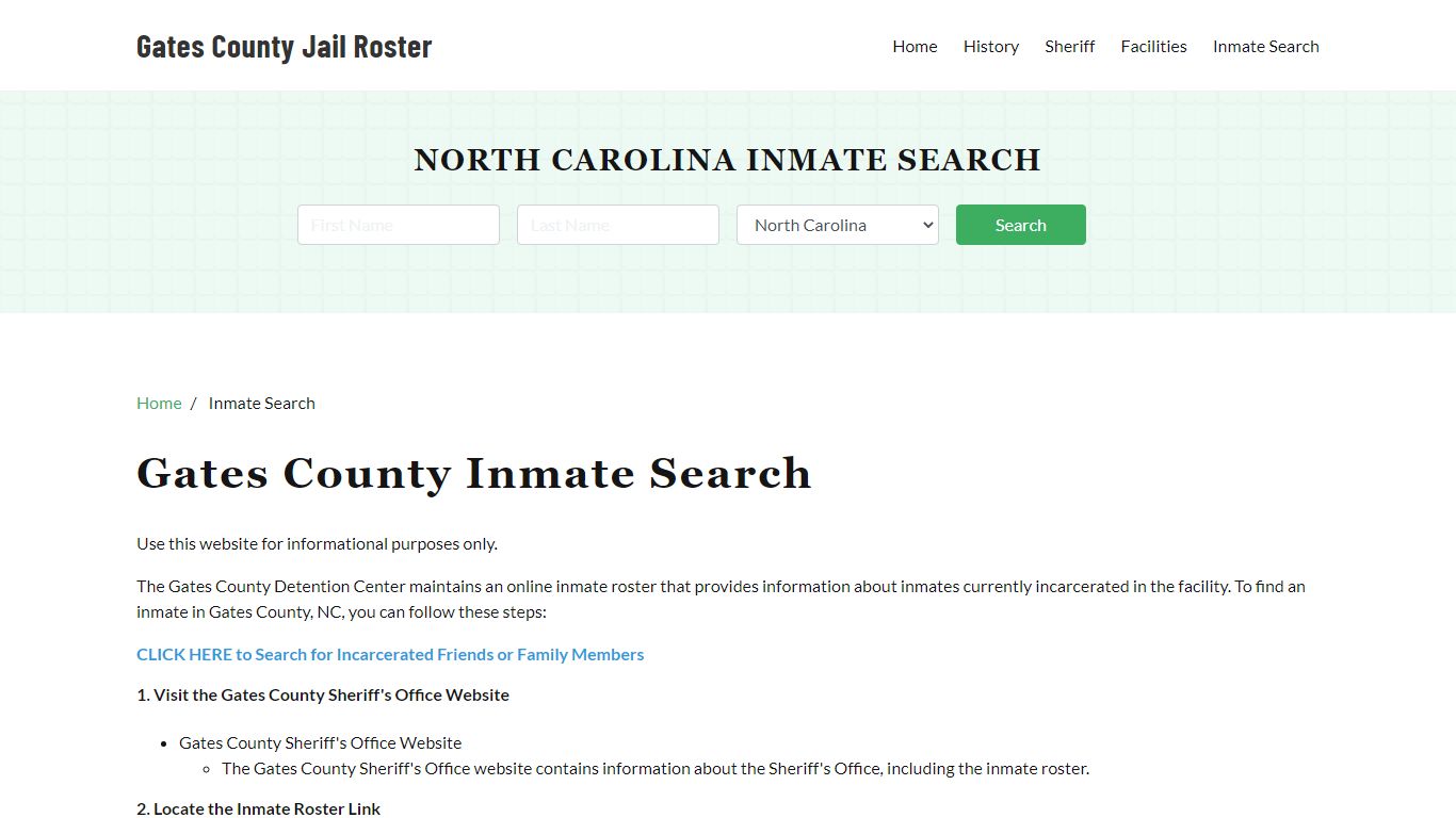 Gates County, NC Detainee Lookup