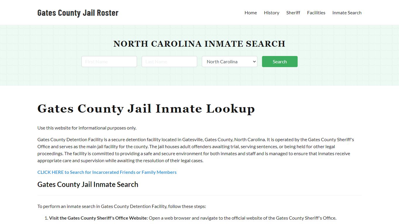 Gates County Jail Roster Lookup, NC, Inmate Search