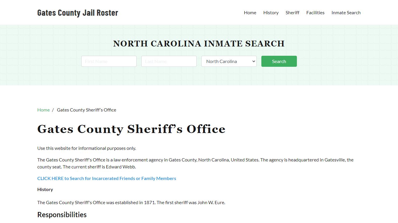 Gates County Sheriff Office, NC, Arrest Warrants Search